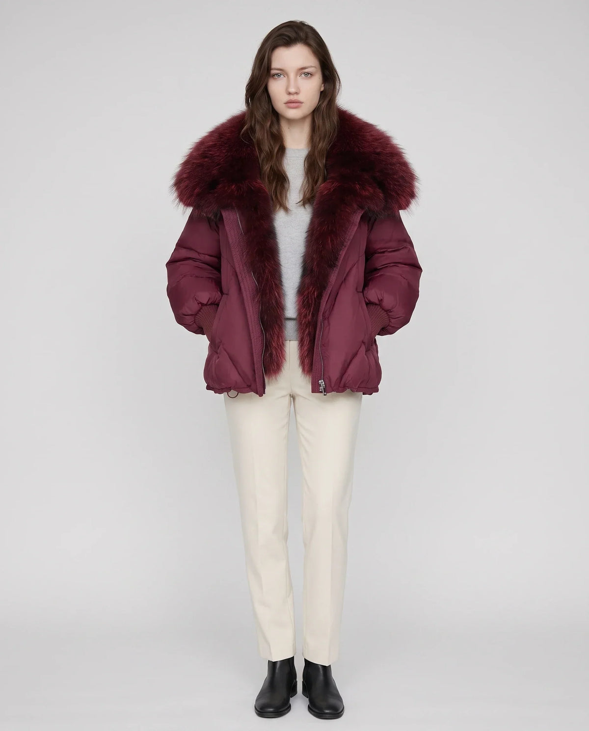 Oversized Puffer Jacket with Faux Fur Shawl Collar
