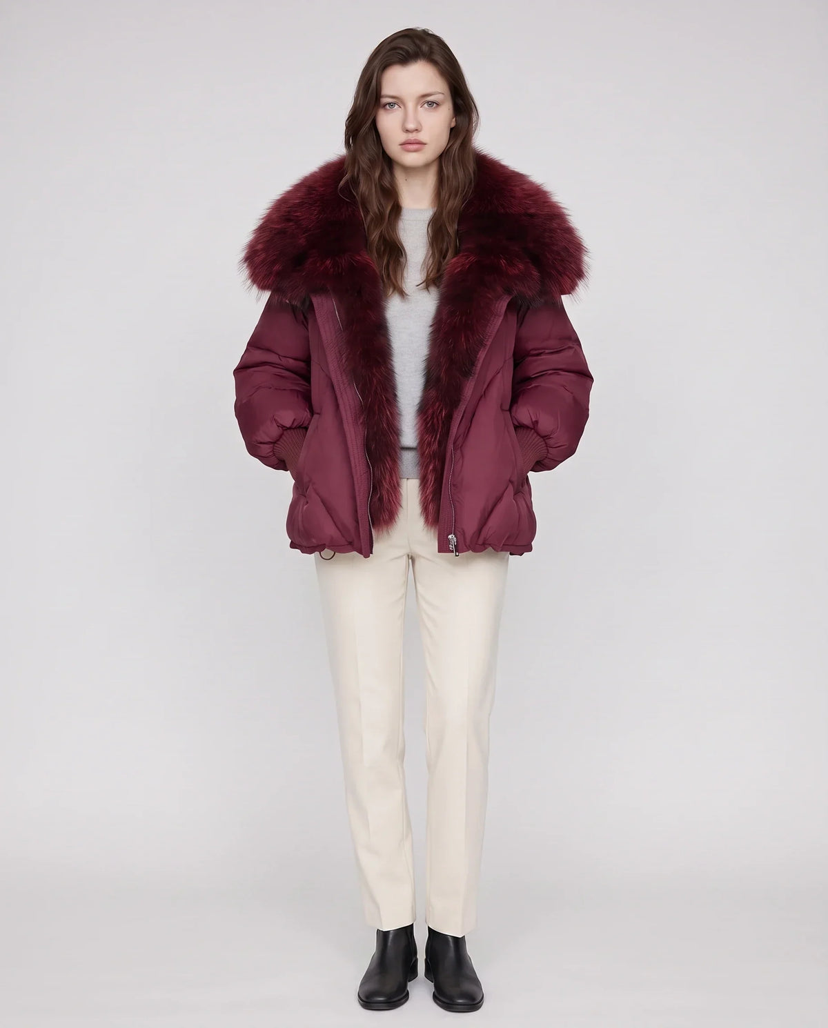Oversized Puffer Jacket with Faux Fur Shawl Collar