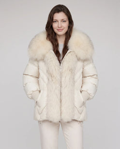 Oversized Puffer Jacket with Faux Fur Shawl Collar