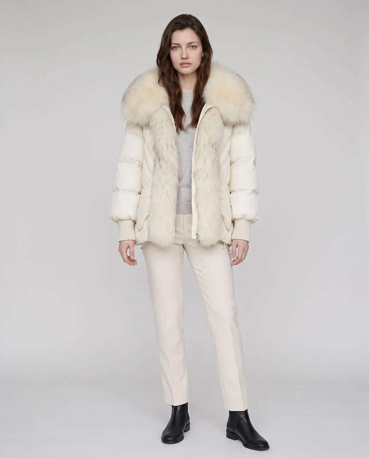 Oversized Puffer Jacket with Faux Fur Shawl Collar