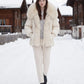 Oversized Puffer Jacket with Faux Fur Shawl Collar