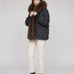 Oversized Puffer Jacket with Faux Fur Shawl Collar