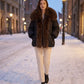 Oversized Puffer Jacket with Faux Fur Shawl Collar