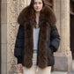 Oversized Puffer Jacket with Faux Fur Shawl Collar
