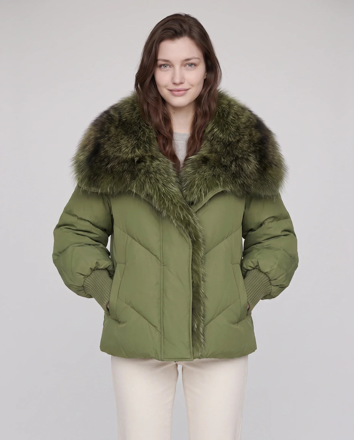 Oversized Puffer Jacket with Faux Fur Shawl Collar