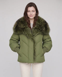 Oversized Puffer Jacket with Faux Fur Shawl Collar