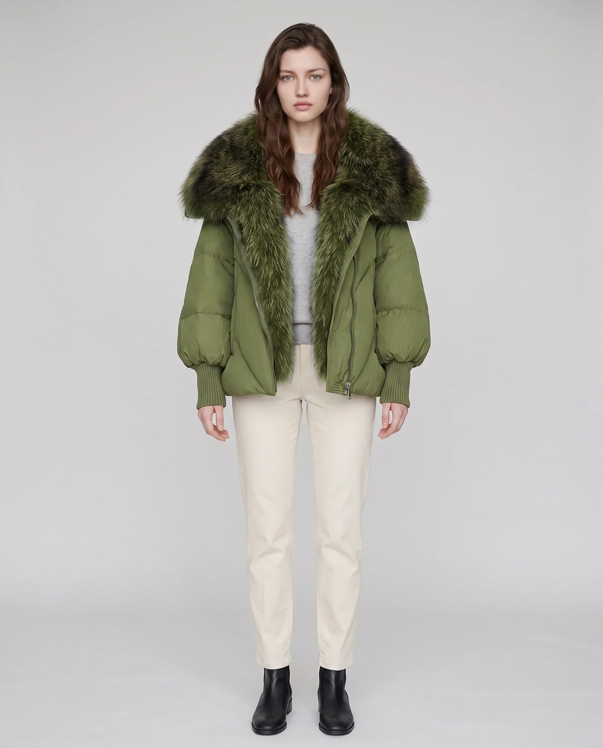 Oversized Puffer Jacket with Faux Fur Shawl Collar