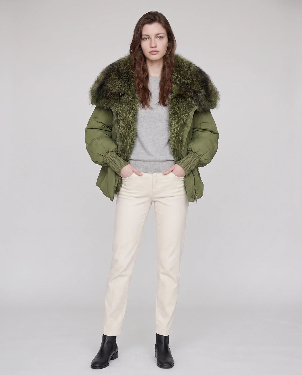 Oversized Puffer Jacket with Faux Fur Shawl Collar