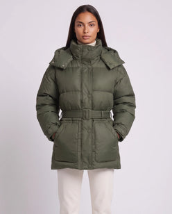 Oversized Hooded Puffer Jacket with Belt