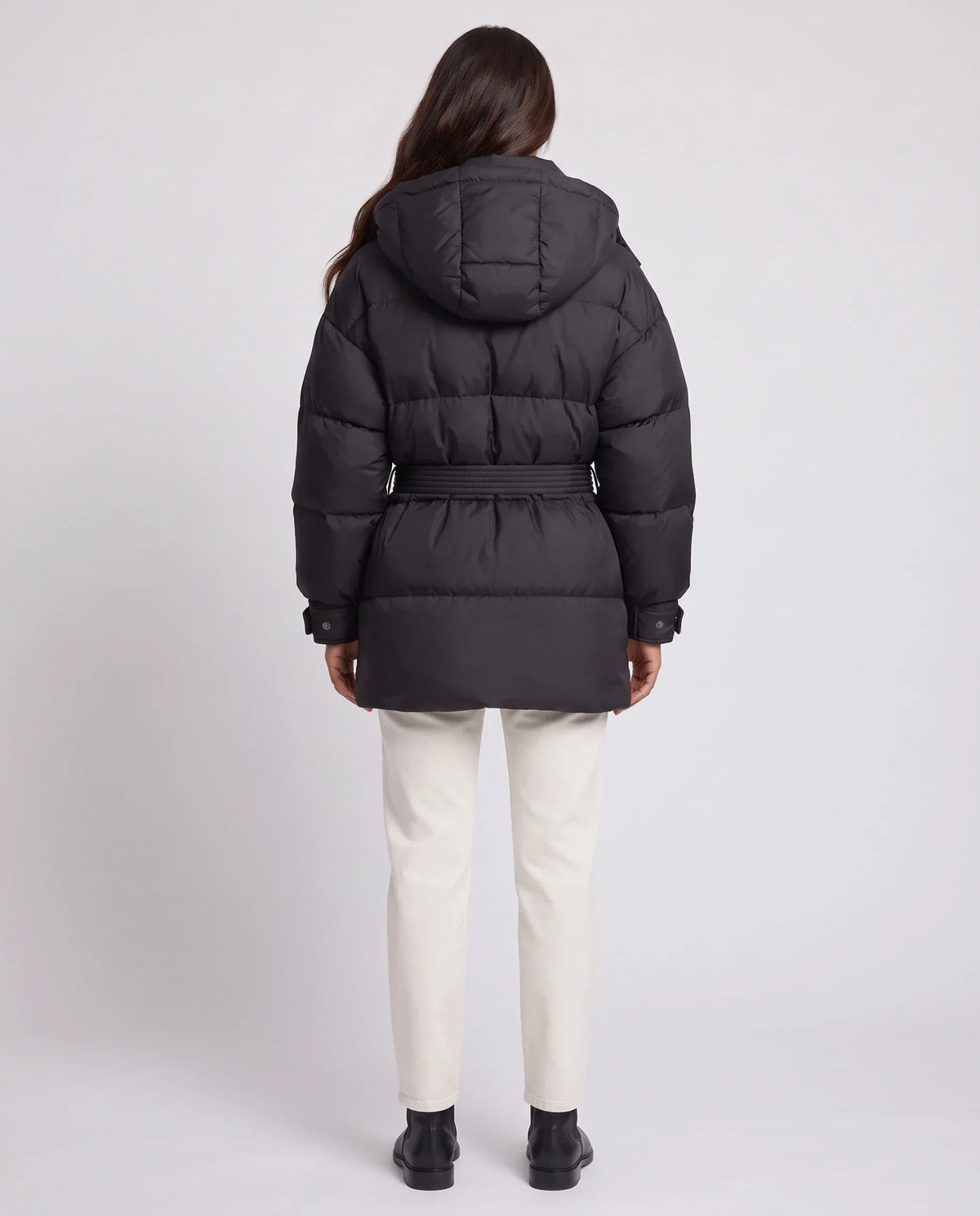 Oversized Hooded Puffer Jacket with Belt