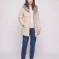 Mid-Length Fleece-Lined Puffer Jacket with Hood