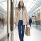 Mid-Length Fleece-Lined Puffer Jacket with Hood