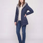 Mid-Length Fleece-Lined Puffer Jacket with Hood