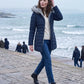 Mid-Length Fleece-Lined Puffer Jacket with Hood
