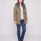 Mid-Length Fleece-Lined Puffer Jacket with Hood