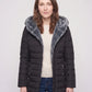 Mid-Length Fleece-Lined Puffer Jacket with Hood