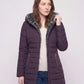 Mid-Length Fleece-Lined Puffer Jacket with Hood