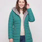 Mid-Length Fleece-Lined Puffer Jacket with Hood