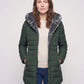 Mid-Length Fleece-Lined Puffer Jacket with Hood