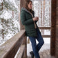 Mid-Length Fleece-Lined Puffer Jacket with Hood
