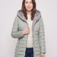 Mid-Length Fleece-Lined Puffer Jacket with Hood