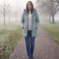 Mid-Length Fleece-Lined Puffer Jacket with Hood