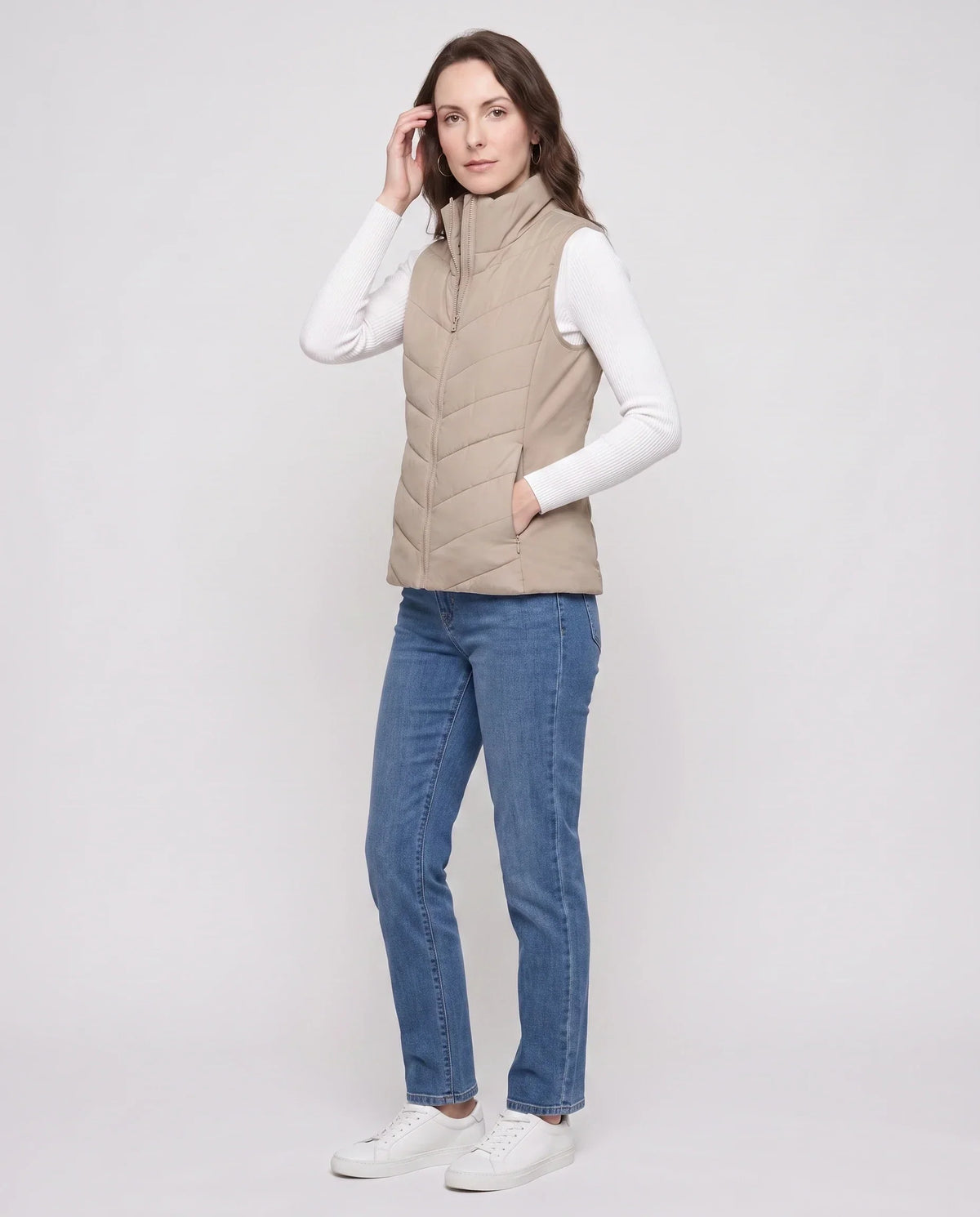 Fitted Sleeveless Puffer Gilet