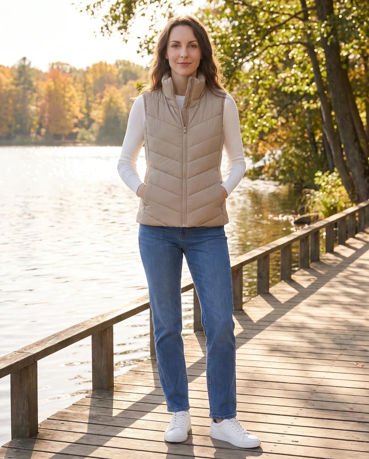 Fitted Sleeveless Puffer Gilet