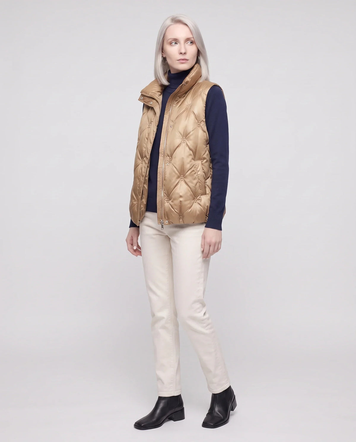 Satin Diamond-Quilted Puffer Gilet