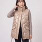 Shiny Puffer Gilet with Funnel Collar