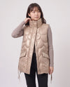Shiny Puffer Gilet with Funnel Collar