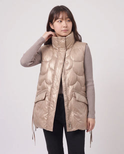 Shiny Puffer Gilet with Funnel Collar