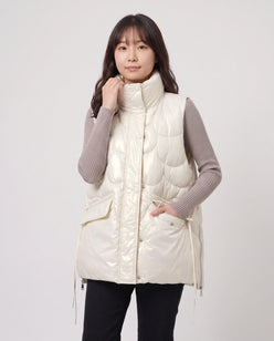 Shiny Puffer Gilet with Funnel Collar