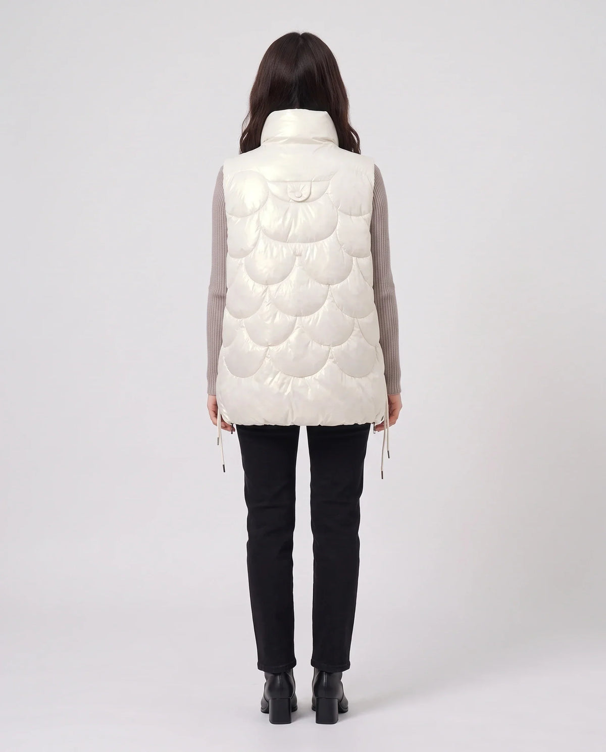 Shiny Puffer Gilet with Funnel Collar