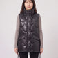 Shiny Puffer Gilet with Funnel Collar