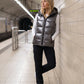 Metallic Hooded Puffer Gilet