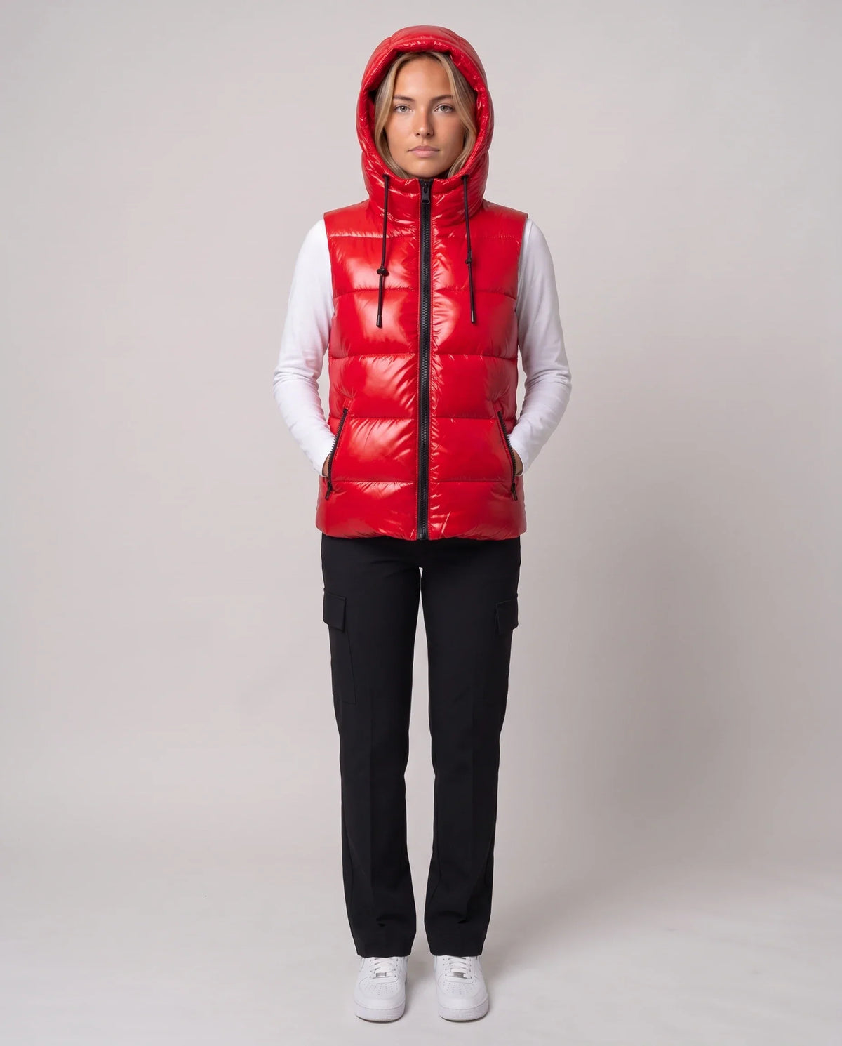 Metallic Hooded Puffer Gilet