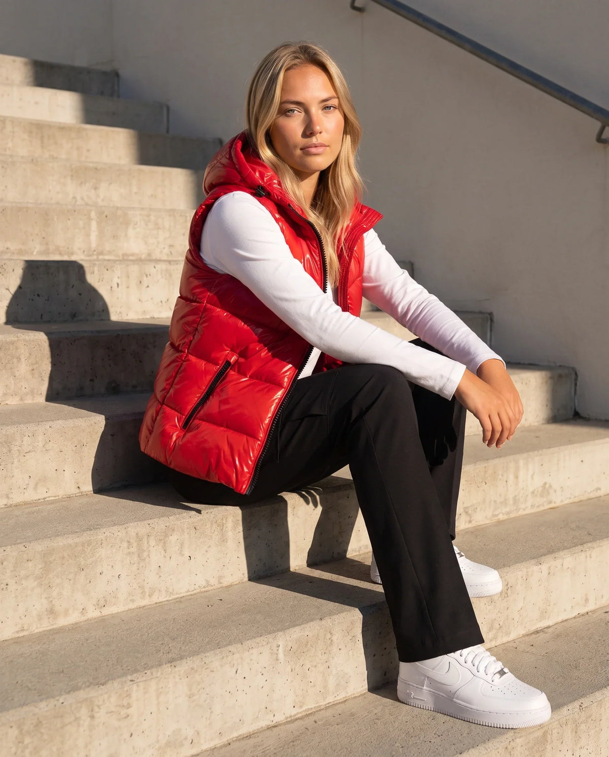 Metallic Hooded Puffer Gilet