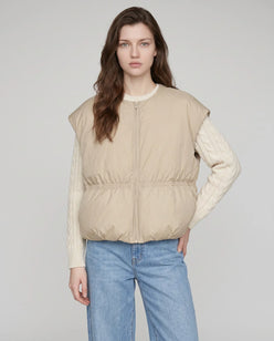 Cocoon Sleeveless Puffer Gilet with Round Neck