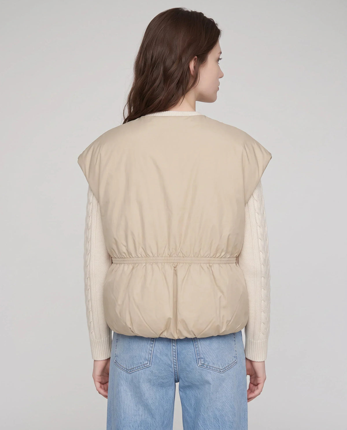 Cocoon Sleeveless Puffer Gilet with Round Neck
