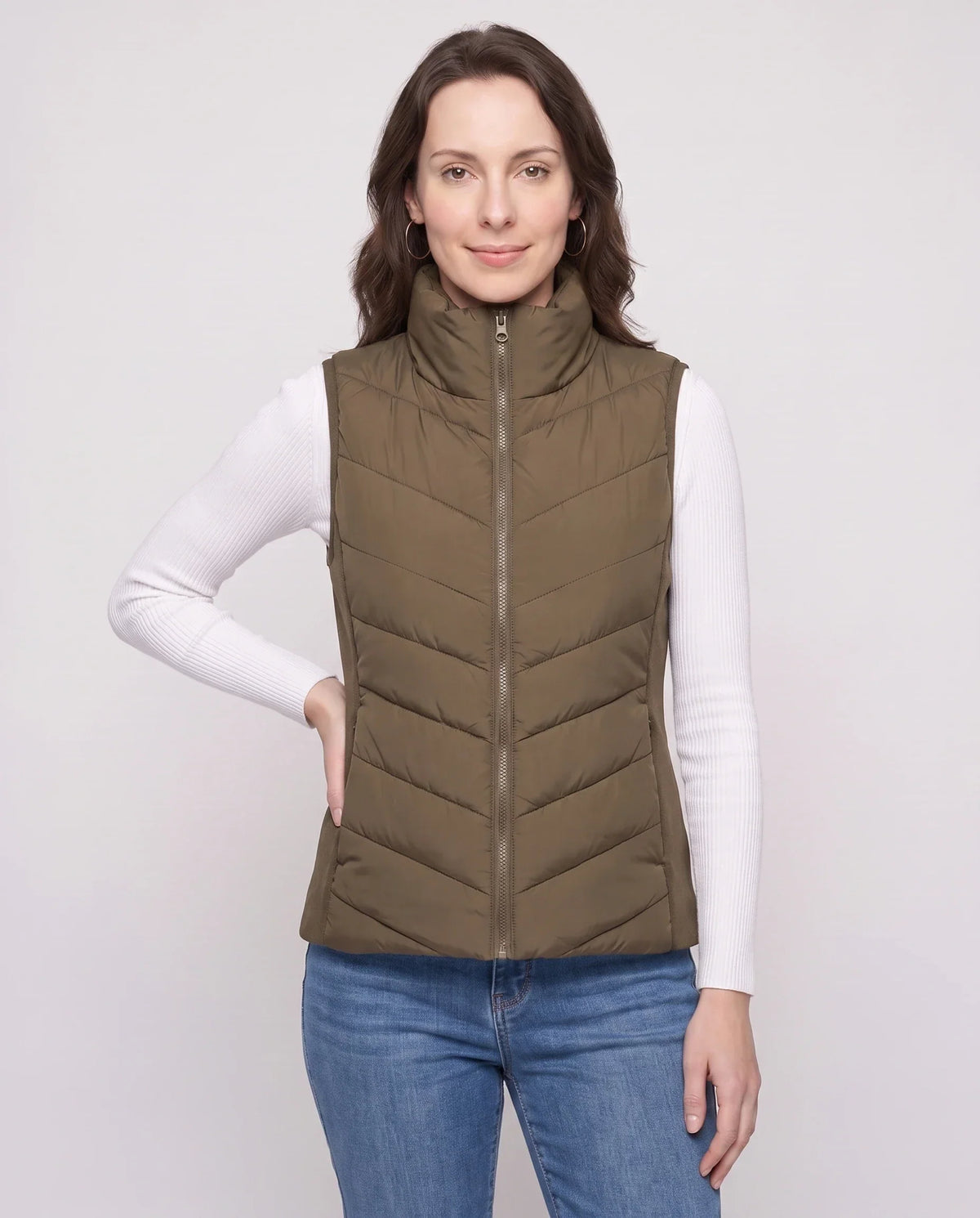 Fitted Sleeveless Puffer Gilet