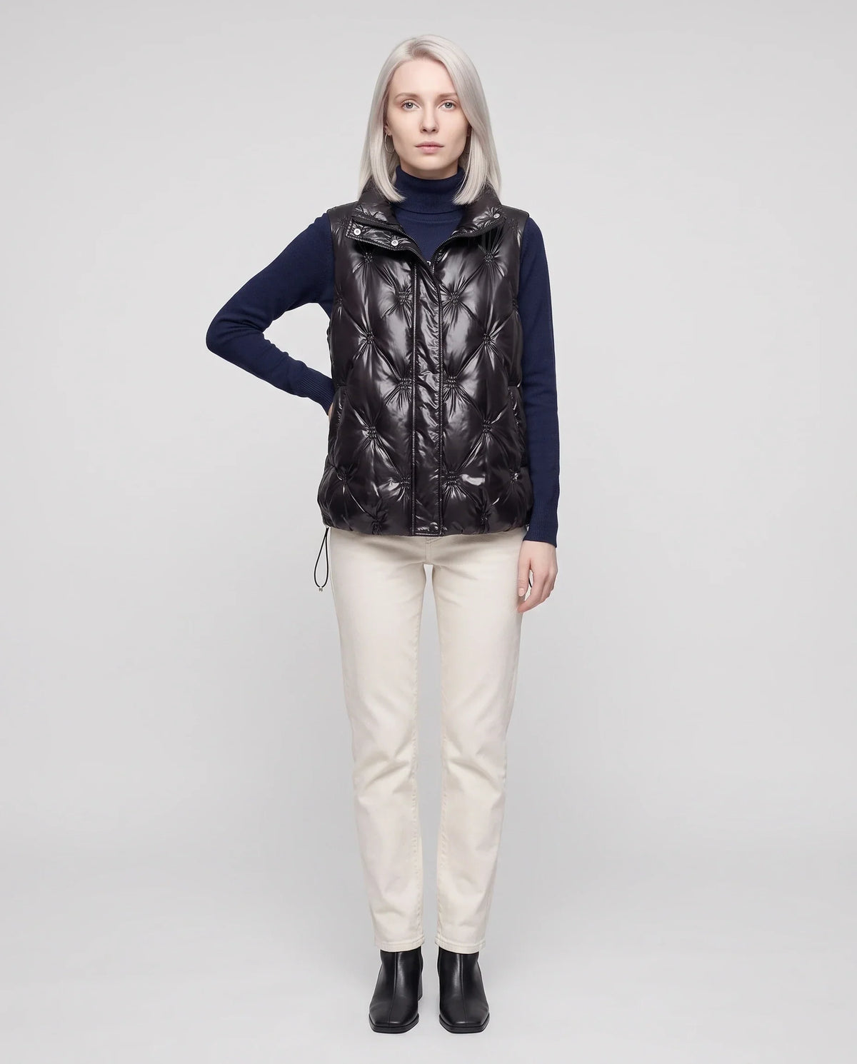 Satin Diamond-Quilted Puffer Gilet