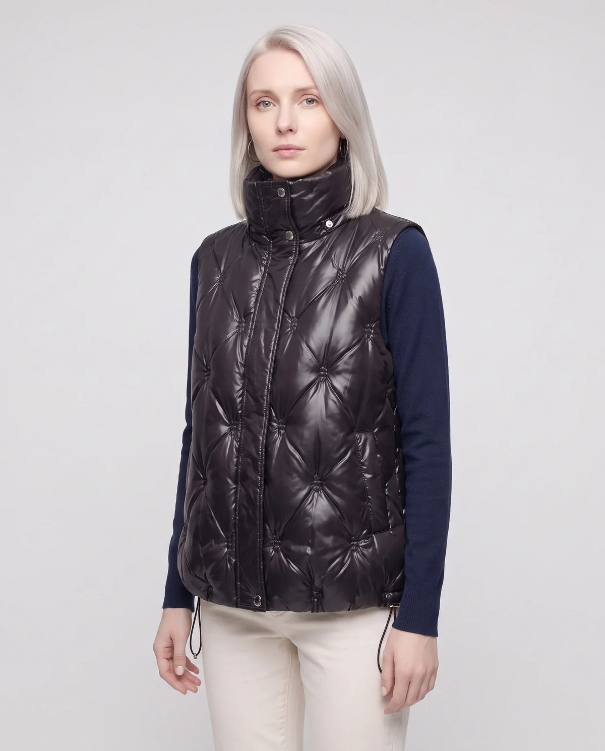 Satin Diamond-Quilted Puffer Gilet