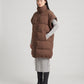 Long Oversized Sleeveless Puffer Gilet with Pleated Placket