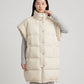 Long Oversized Sleeveless Puffer Gilet with Pleated Placket