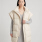 Long Oversized Sleeveless Puffer Gilet with Pleated Placket