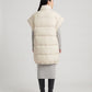 Long Oversized Sleeveless Puffer Gilet with Pleated Placket