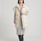 Long Oversized Sleeveless Puffer Gilet with Pleated Placket
