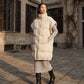 Long Oversized Sleeveless Puffer Gilet with Pleated Placket