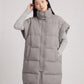 Long Oversized Sleeveless Puffer Gilet with Pleated Placket
